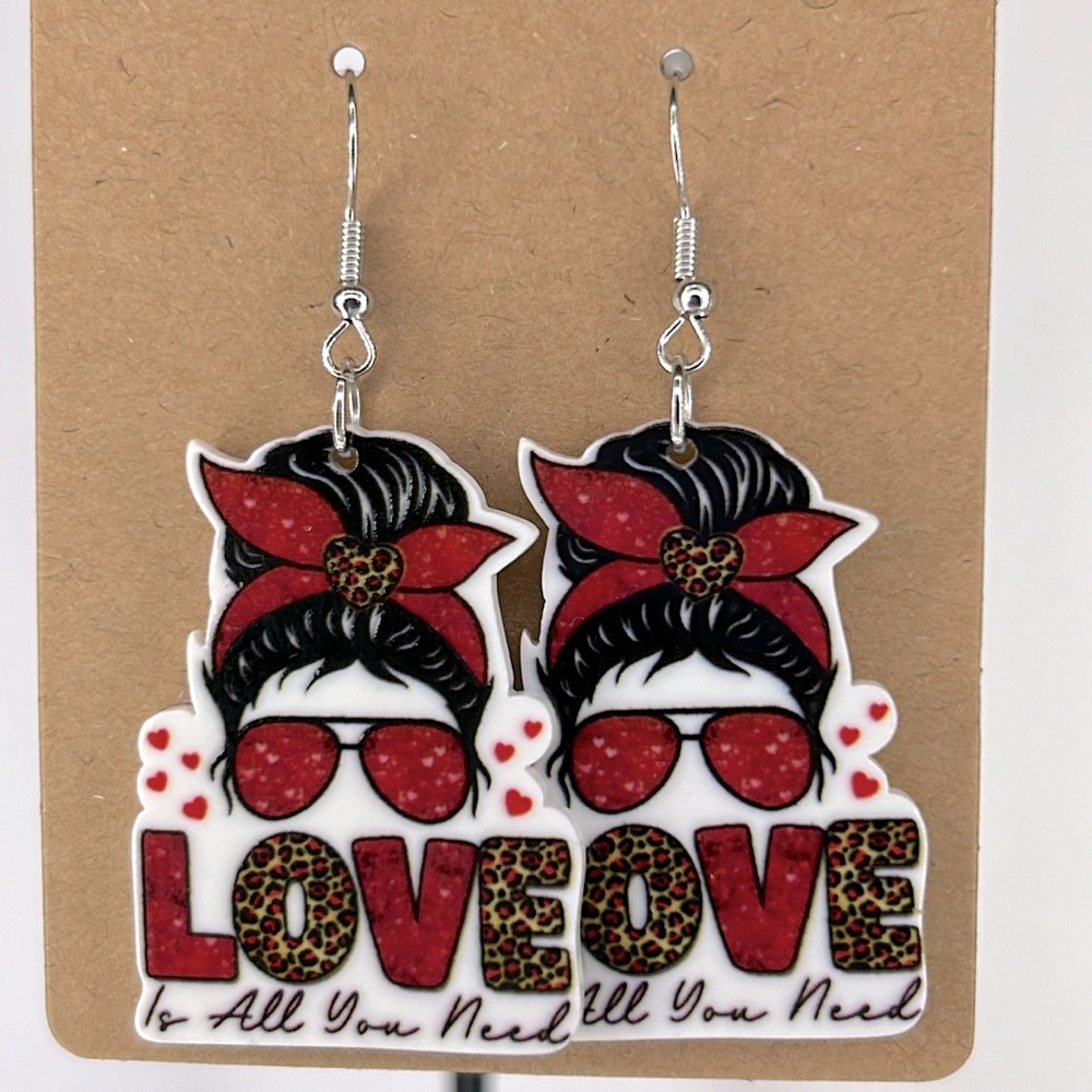 Acrylic “LOVE Is All You Need” Dangle Earrings Fashion Jewelry